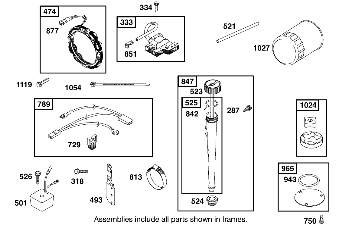 Oil Filter, Tube, and Pump Assembly  Briggs and Stratton 311777-0151-E1