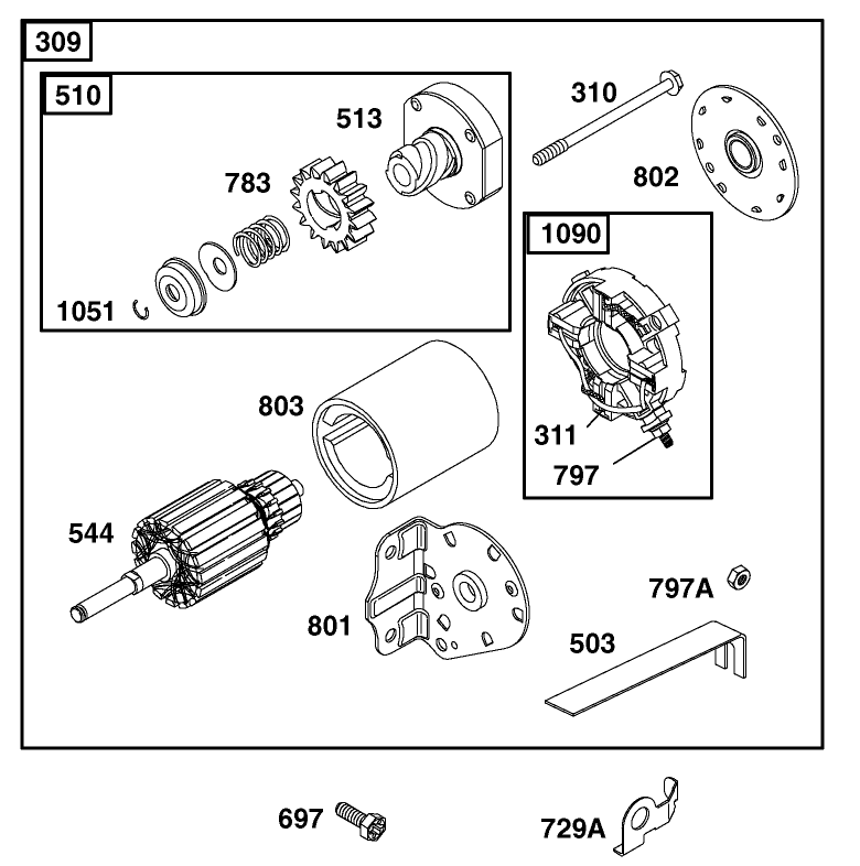 Starter Assembly  Briggs and Stratton 311777-0151-E1