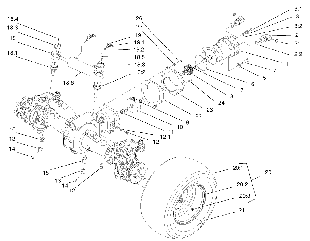 Rear 4WD Axle and Tire Assembly