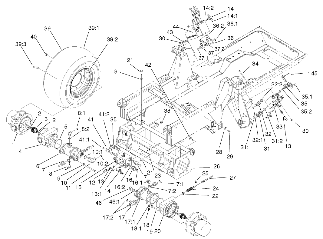 Planetary, Brake and Tire Assembly