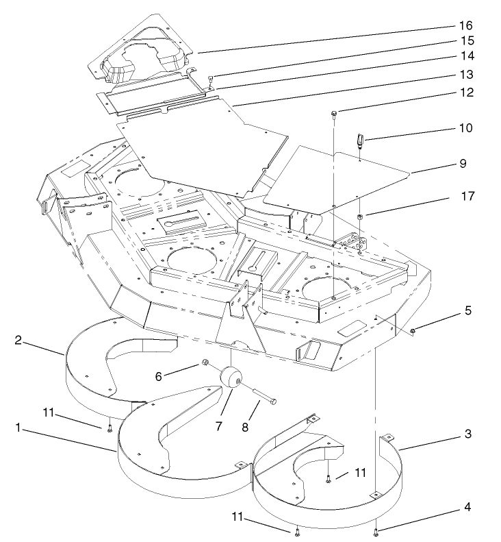 Rear Discharge Chamber and Cover Assembly (Front Deck)