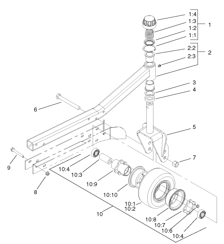 Castor Arm and Tire Assembly (RH and LH Deck)