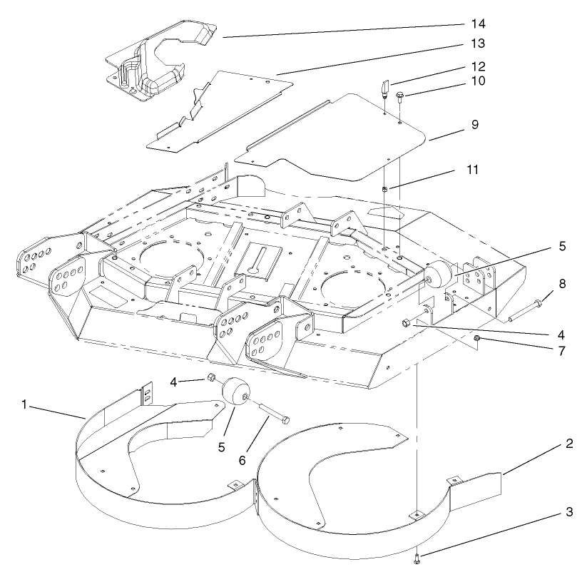 Rear Discharge Chamber and Cover Assembly (RH Deck)