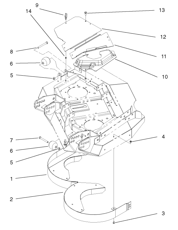 Rear Discharge Chamber and Cover Assembly (LH Deck)