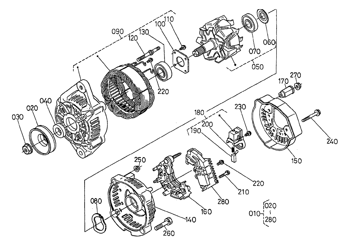 Alternator Component Parts Assembly