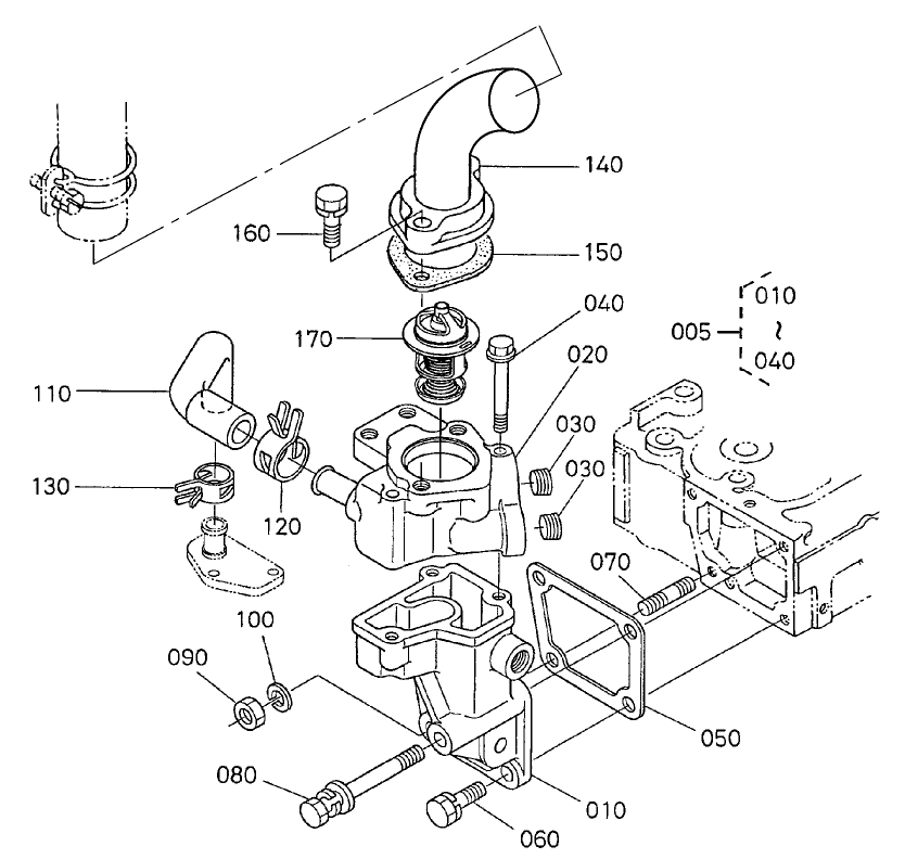 Water Flange and Thermostat Assembly