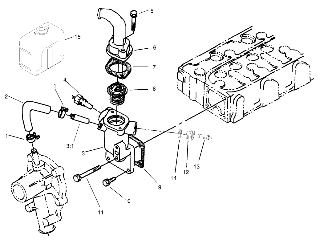 Water Flange and Thermostat Assembly