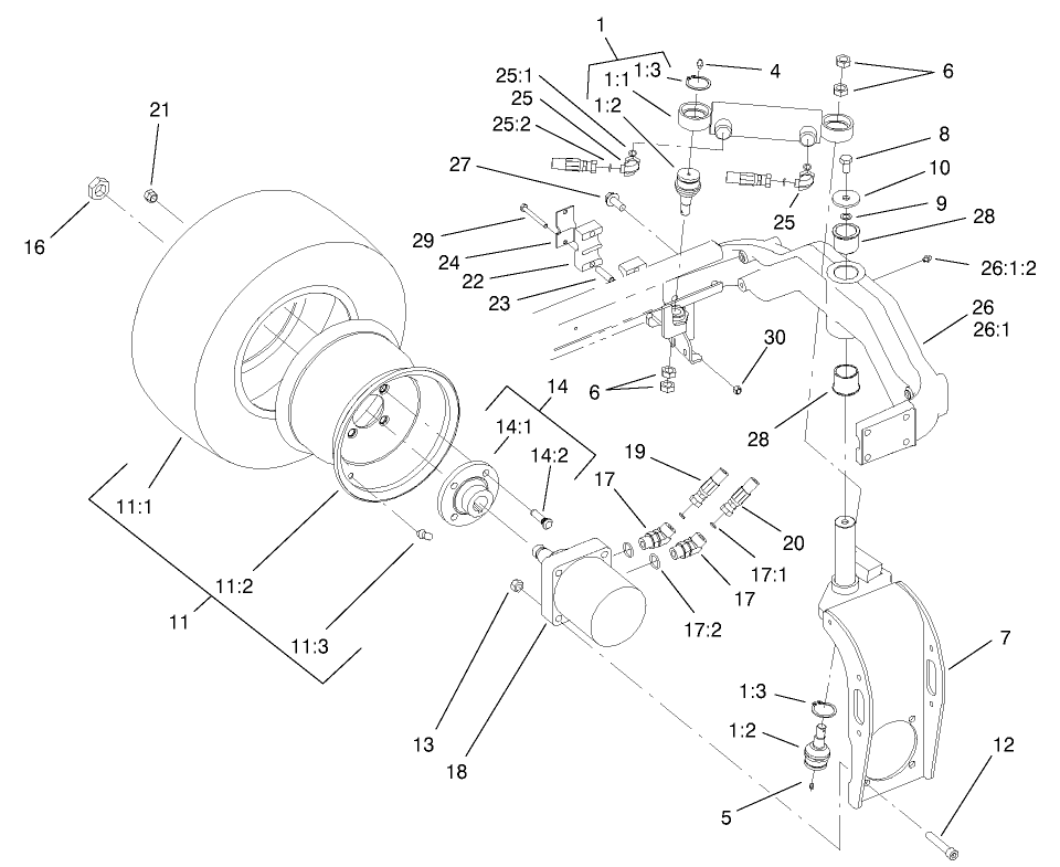 Rear Fork and Tire Assembly