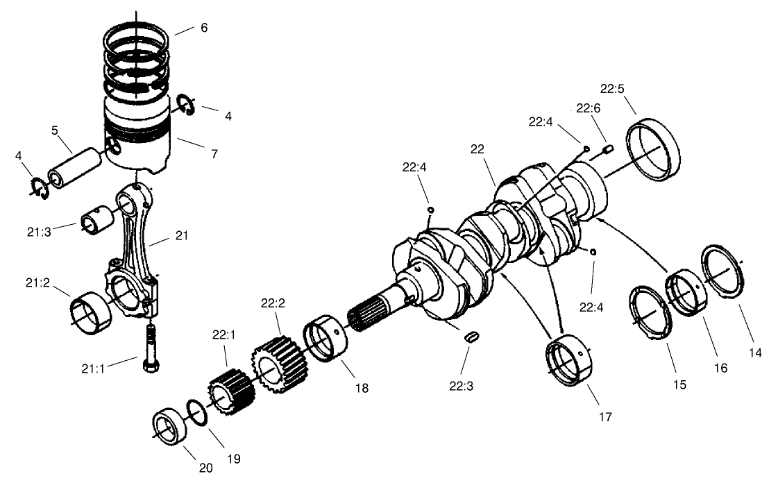 Piston and Crankcase Assembly