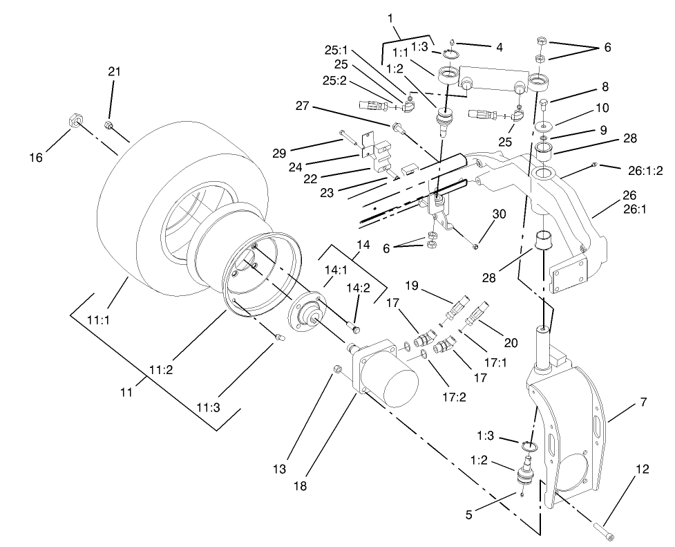 Rear Fork and Tire Assembly