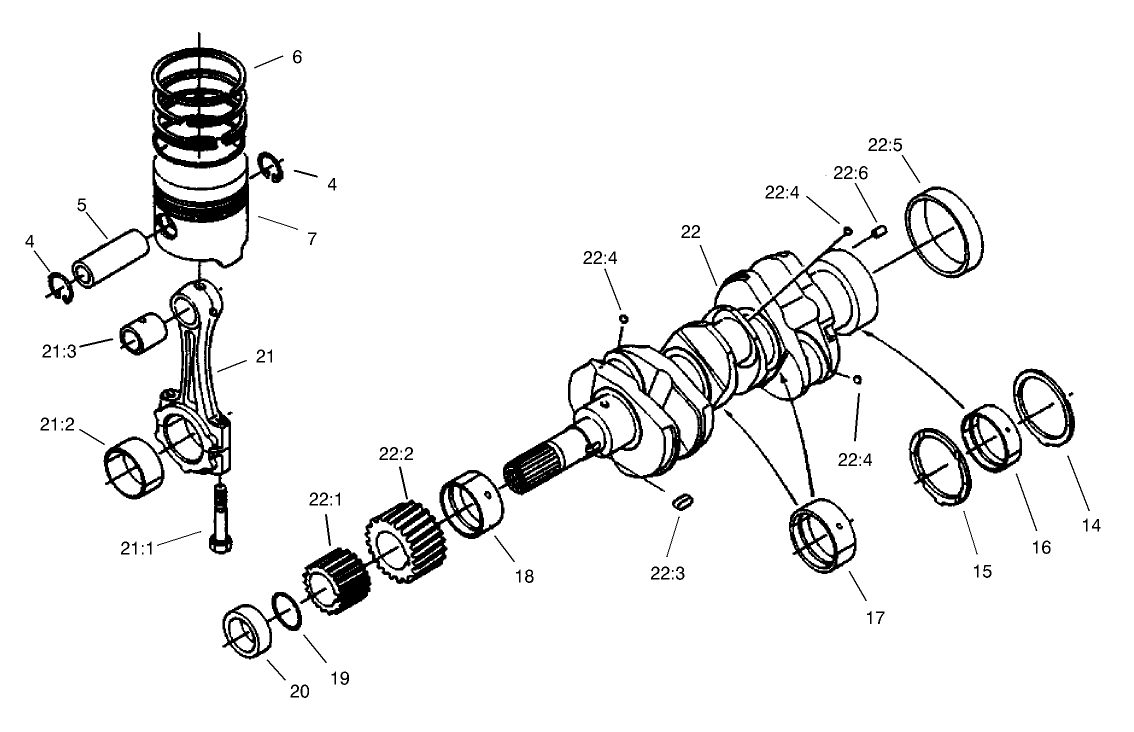Piston and Crankcase Assembly