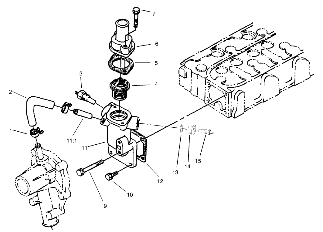 Water Flange and Thermostat Assembly
