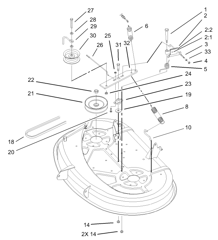 38in Deck Blade Drive and Braking Assembly
