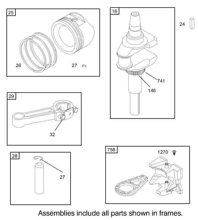 Crankshaft Assembly Engine Briggs and Stratton Model 286H77-0121-E1