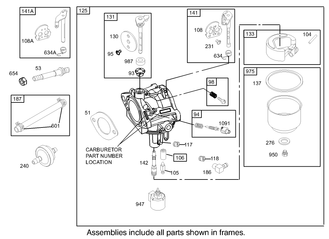 Carburetor Assembly  Briggs and Stratton Model 286H77-0121-E1