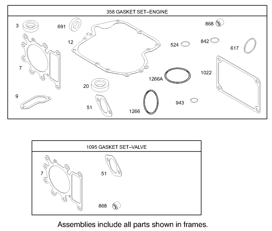Gasket Assembly Engine Briggs and Stratton Model 286H77-0121-E1
