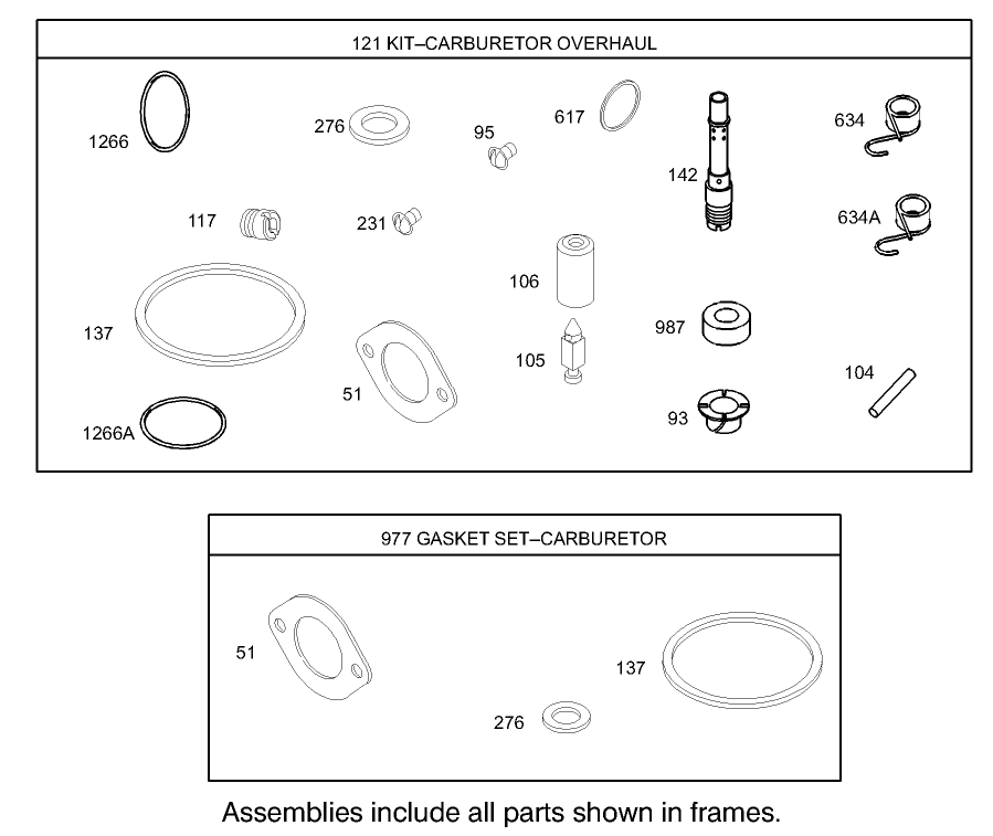 Carburetor Overhaul Kit Assembly Engine Briggs and Stratton Model 286H77-0121-E1