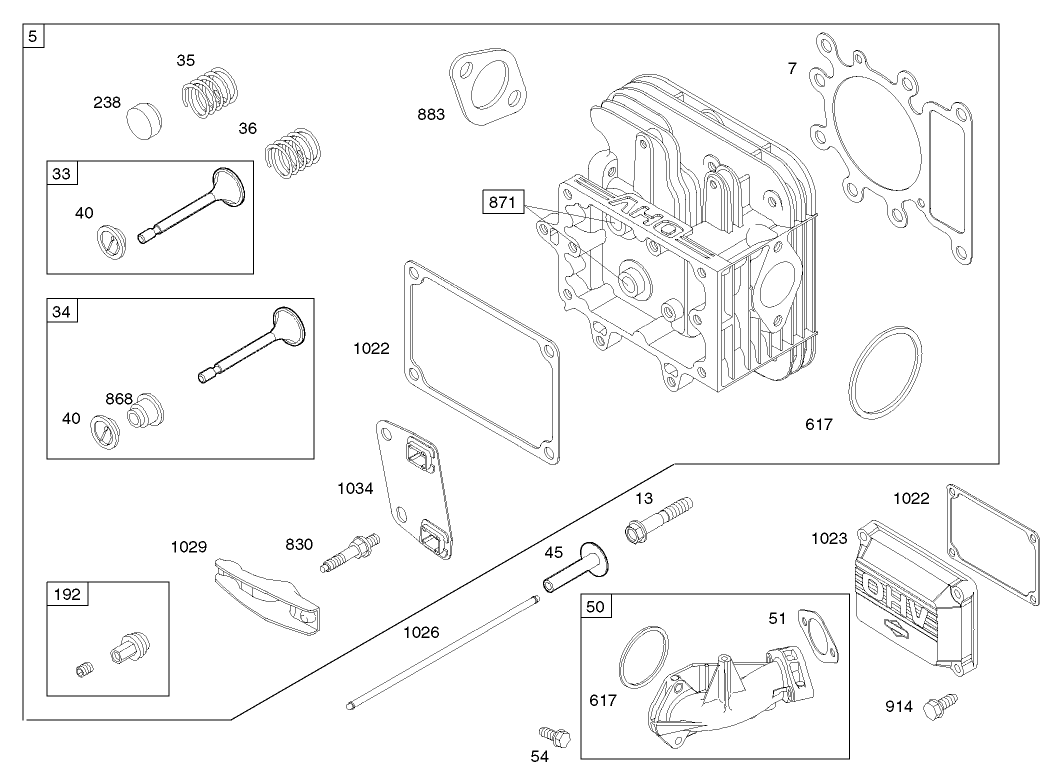 Cylinder Head Assembly Briggs and Stratton Model 286H77-0121-E1