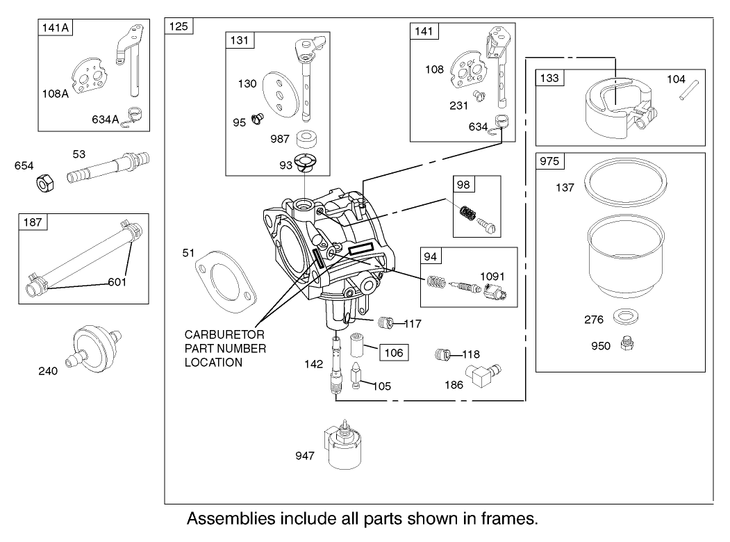 Carburetor Assembly Briggs and Stratton Model 286H77-0121-E1