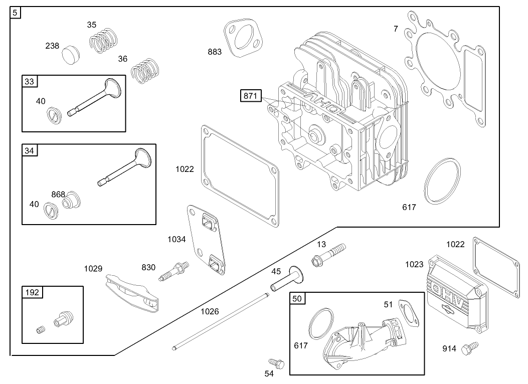 Cylinder Head Assembly Briggs and Stratton Model 31F777-0123-E1