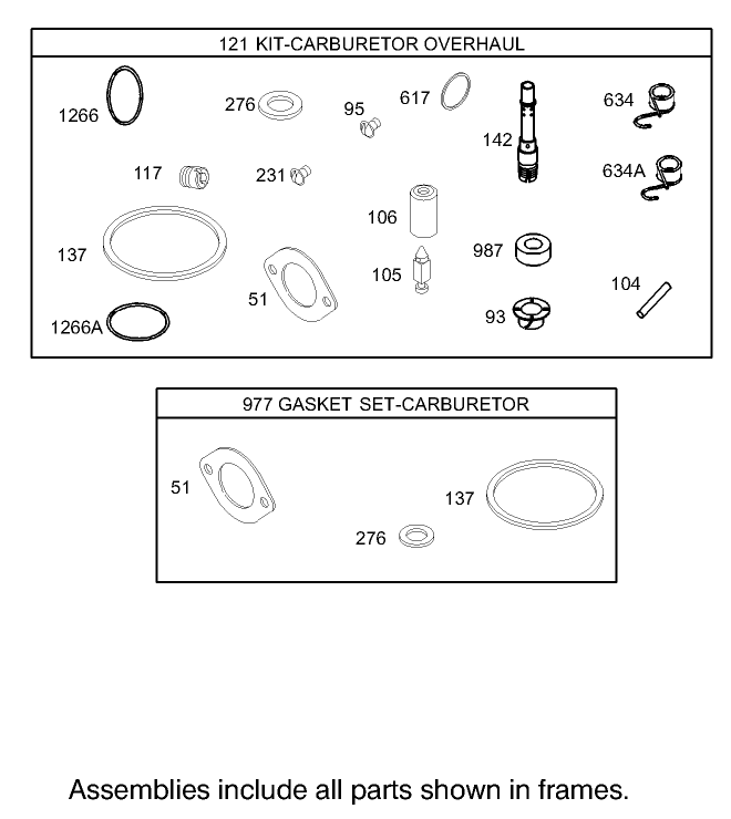 Carburetor Overhaul Kit Assembly Briggs and Stratton Model 31F777-0123-E1