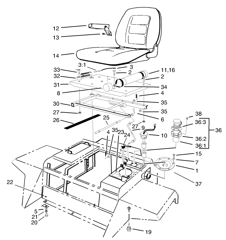Seat Platform and Filler Cap Assembly