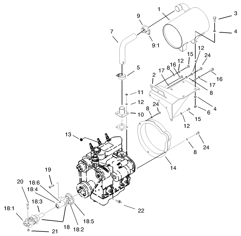 Muffler and Pump Drive Assembly