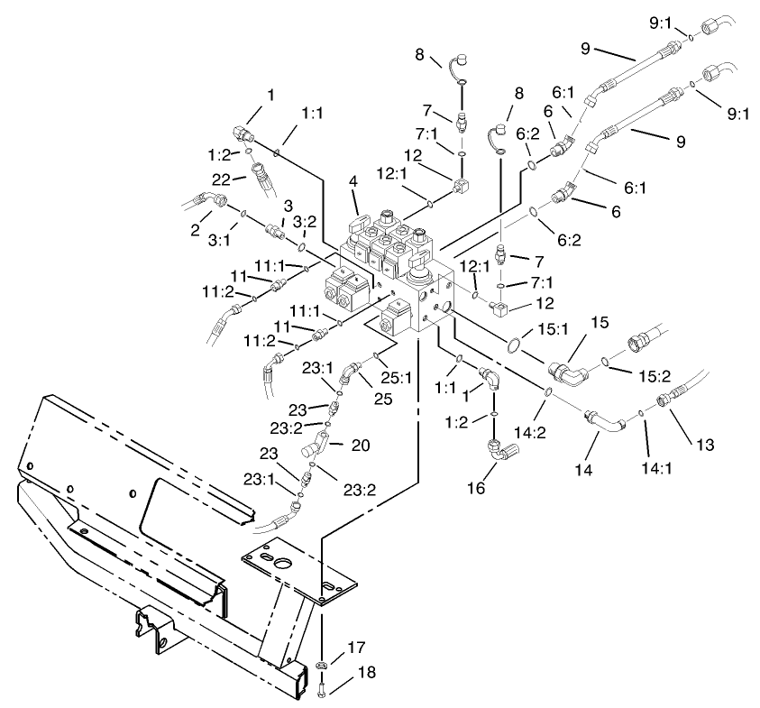 Hydraulic Control Block and Hoses Assembly