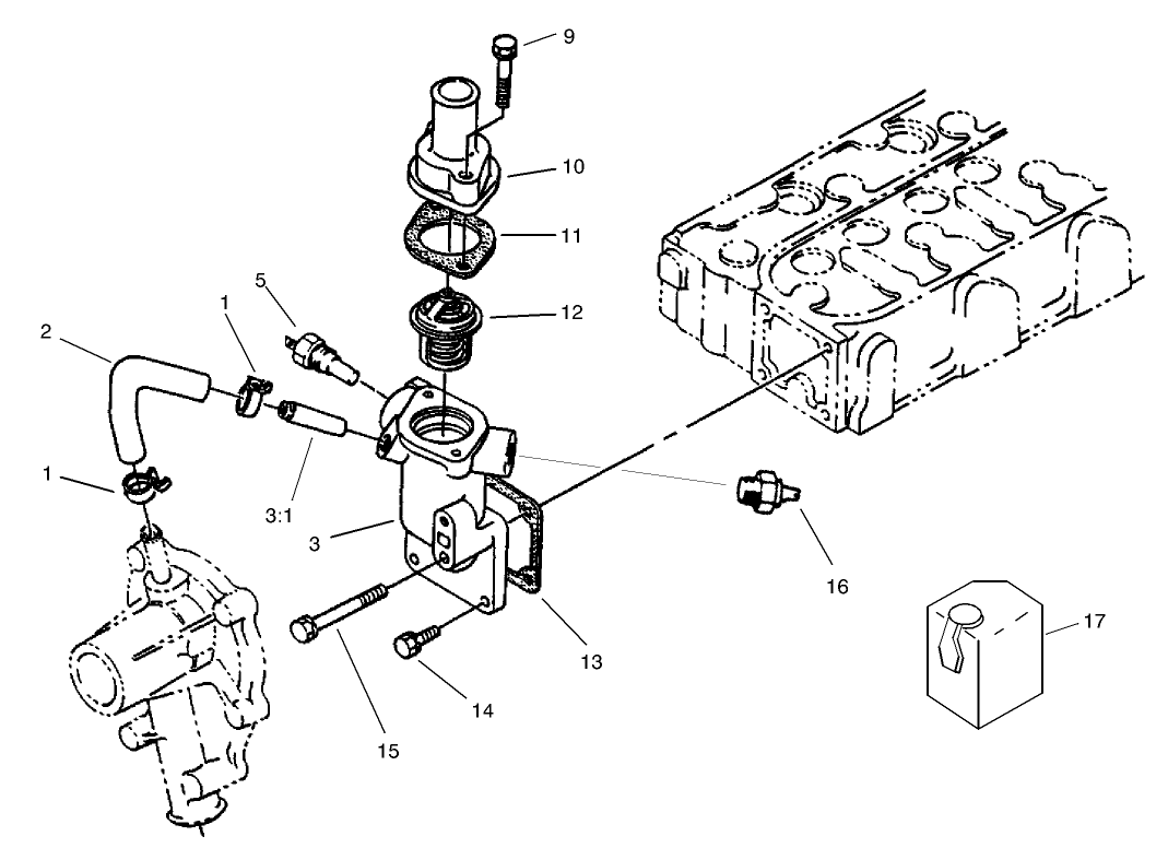 Water Flange and Thermostat Assembly