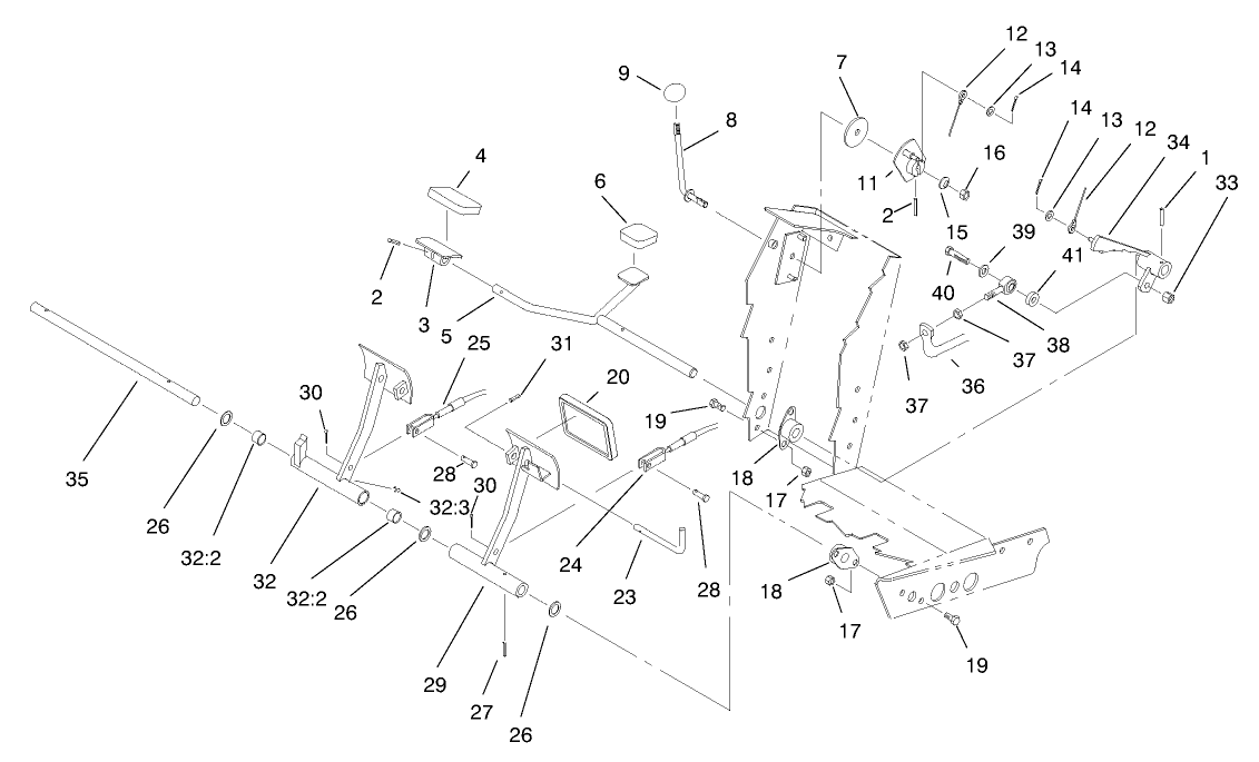 Traction and Brake Pedal Assembly