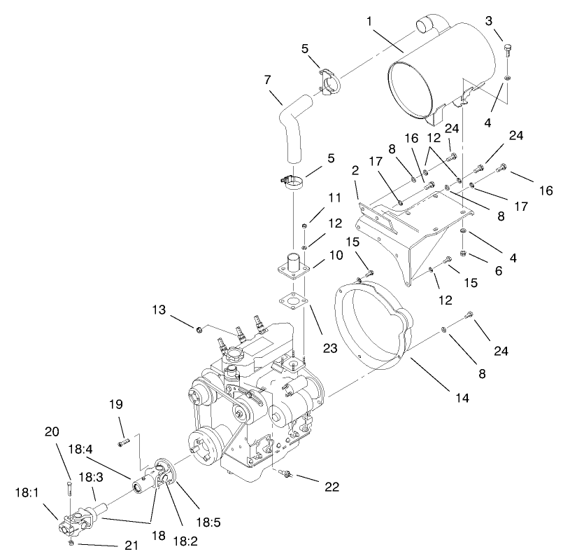 Muffler and Pump Drive Assembly