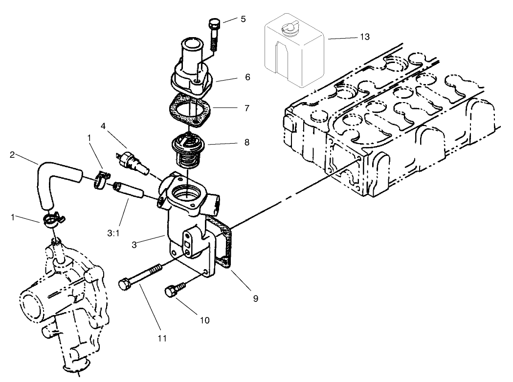 Water Flange and Thermostat Assembly