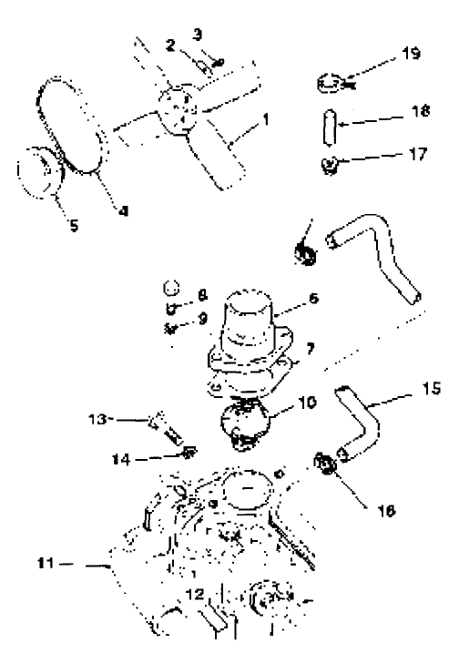 FAN, WATER PUMP & THERMOSTAT ASM