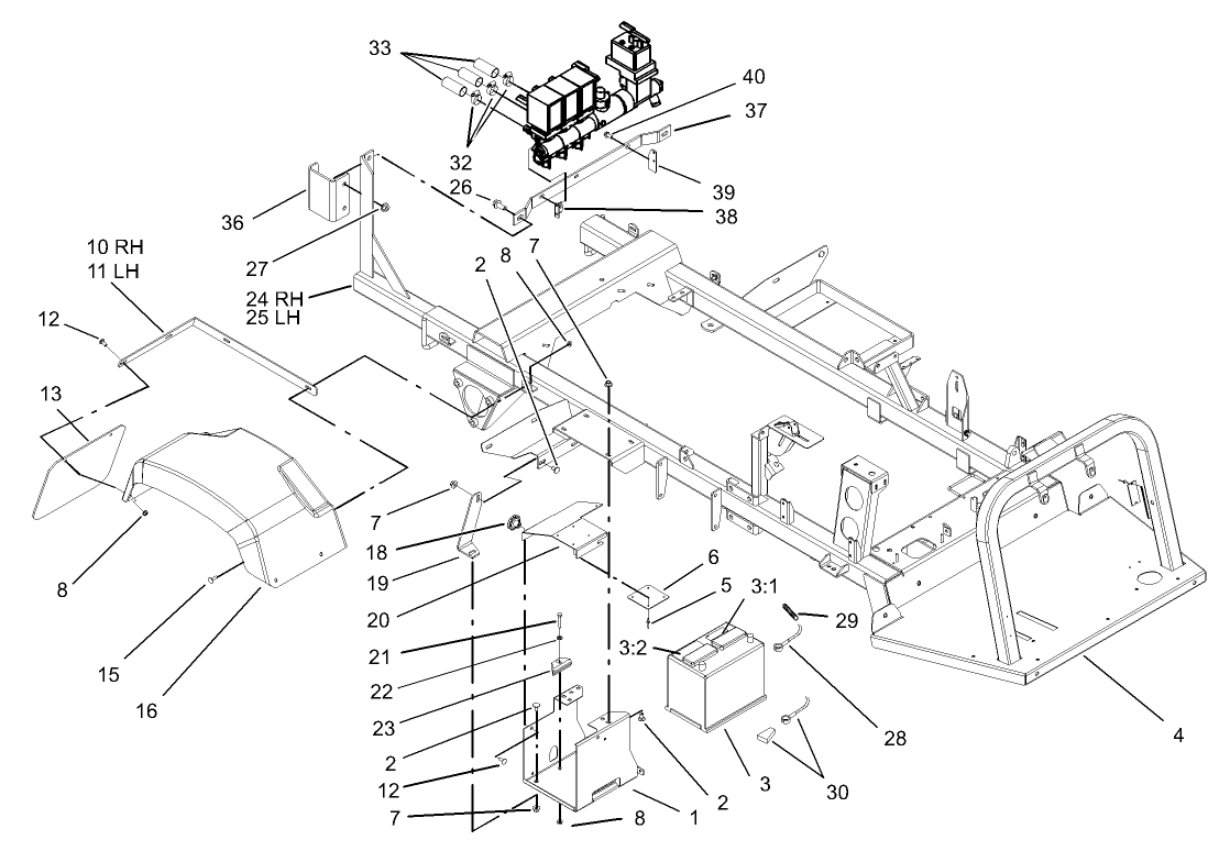 Rear Fender and Battery Mount Assembly