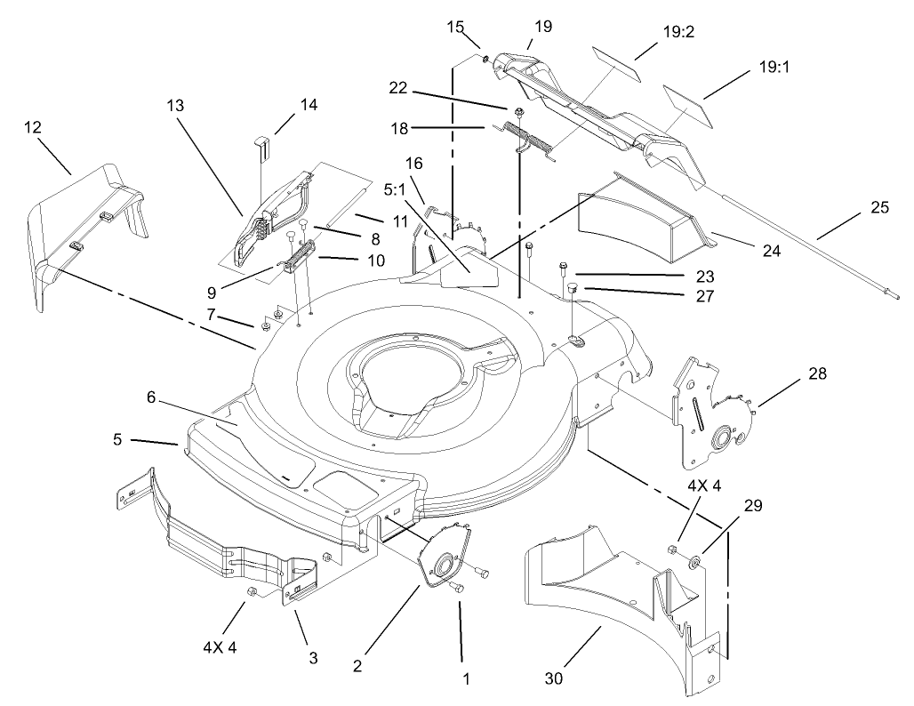 Deck, Side Chute, and Rear Door Assembly