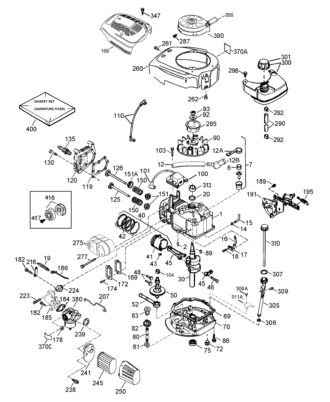 Engine Assembly Tecumseh Model No. LEV120-362003A
