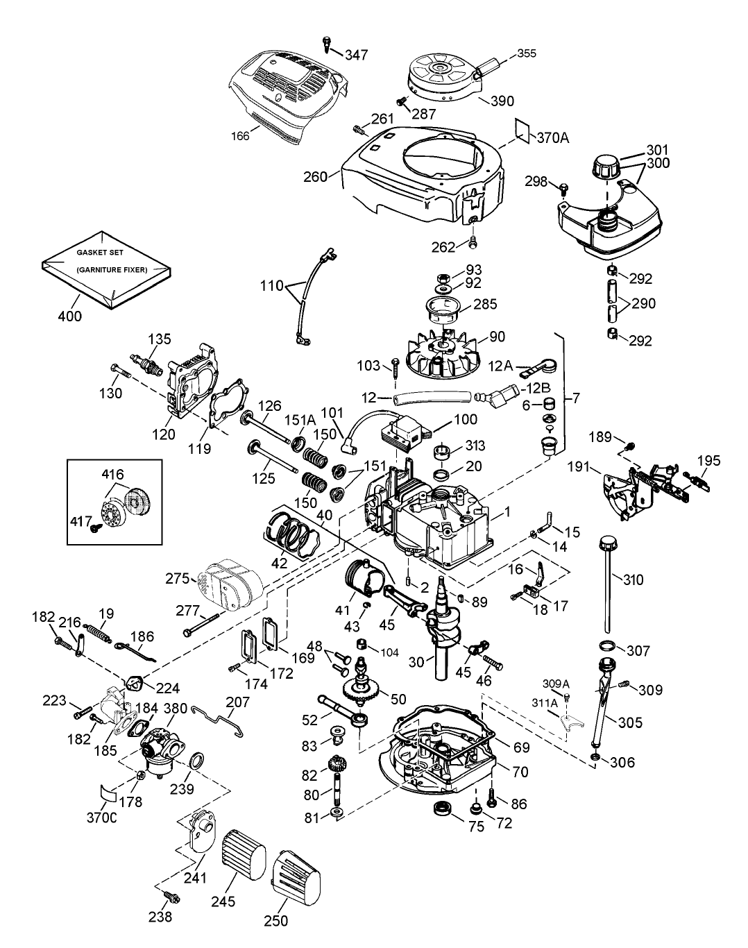 Engine Assembly Tecumseh Model No. LEV120-362003A
