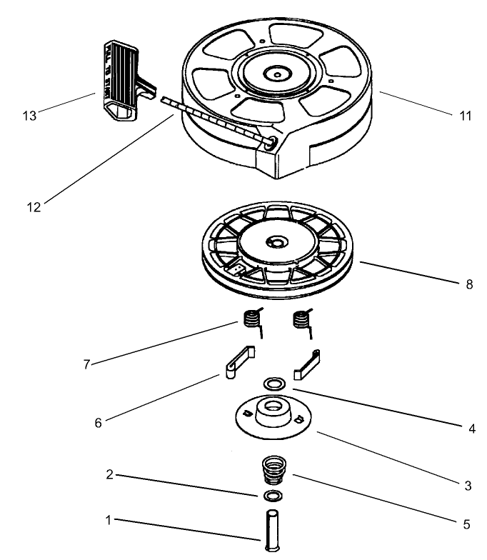 Recoil Starter Assembly No. 590702 (Optional) Tecumseh Model No. LEV120-362003A
