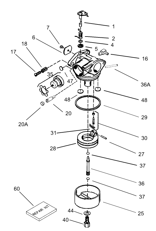 Carburetor Assembly No. 640303 Tecumseh Model No. LEV120-362003A
