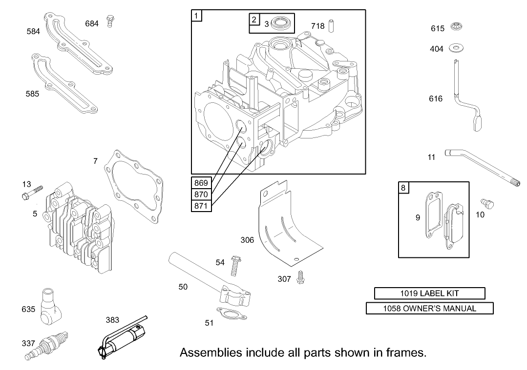 Cylinder Assembly Engine Briggs and Stratton Model 123K02-0114-E1