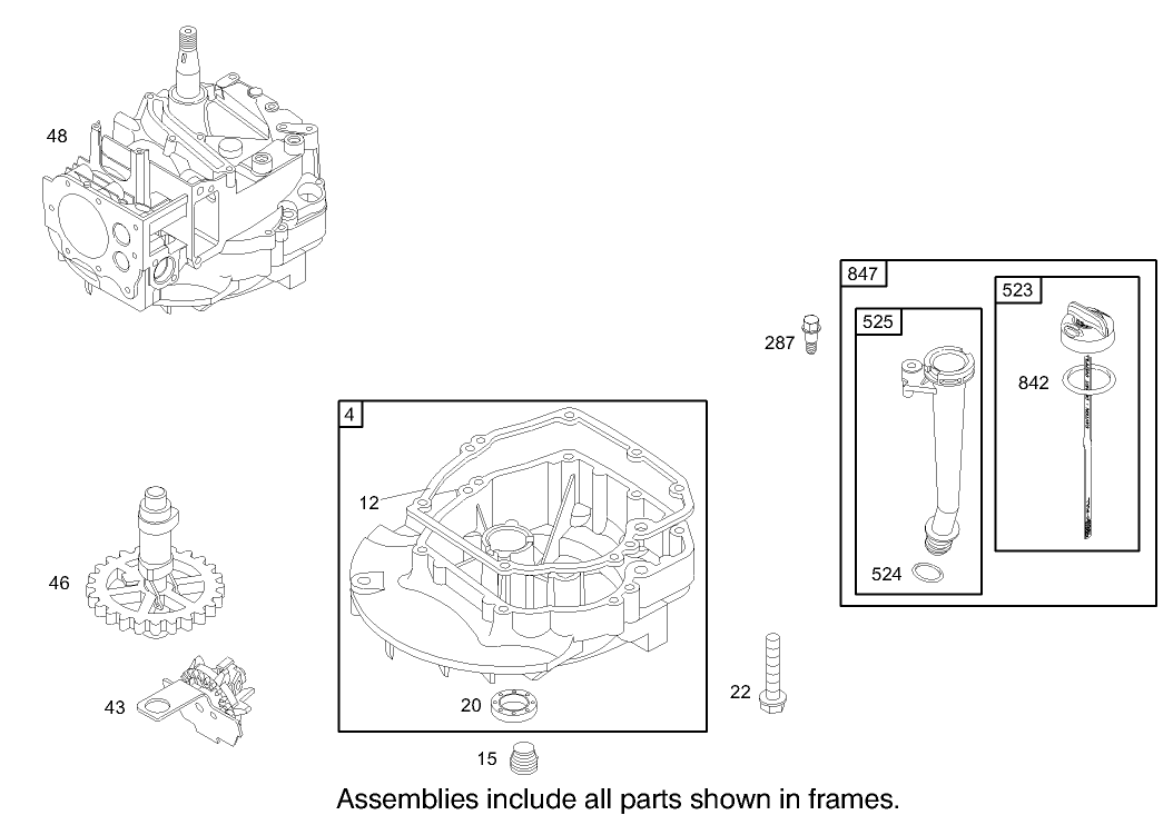 Crankcase Assembly Engine Briggs and Stratton Model 123K02-0114-E1