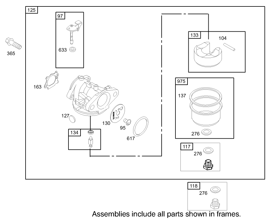 Carburetor Assembly Engine Briggs and Stratton Model 123K02-0114-E1