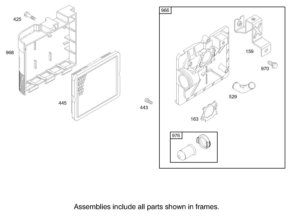Air Cleaner Assembly Engine Briggs and Stratton Model 123K02-0114-E1
