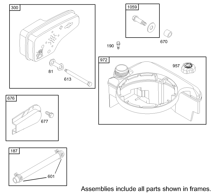 Muffler and Fuel Tank Assembly Engine Briggs and Stratton Model 123K02-0114-E1