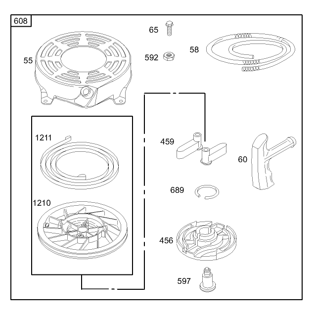 Starter Assembly Engine Briggs and Stratton Model 123K02-0114-E1