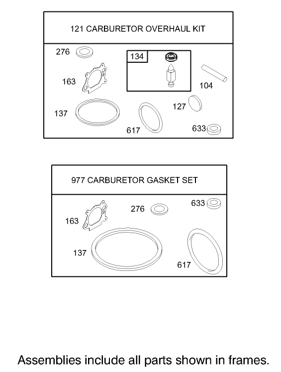 Carburetor Overhaul Kit Assembly Engine Briggs and Stratton Model 123K02-0114-E1