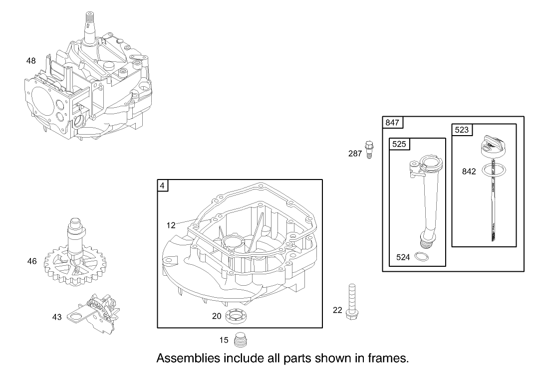 Crankcase Assembly Briggs and Stratton Model 123K02-0114-E1