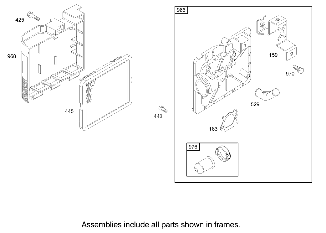 Air Cleaner Assembly Briggs and Stratton Model 123K02-0114-E1