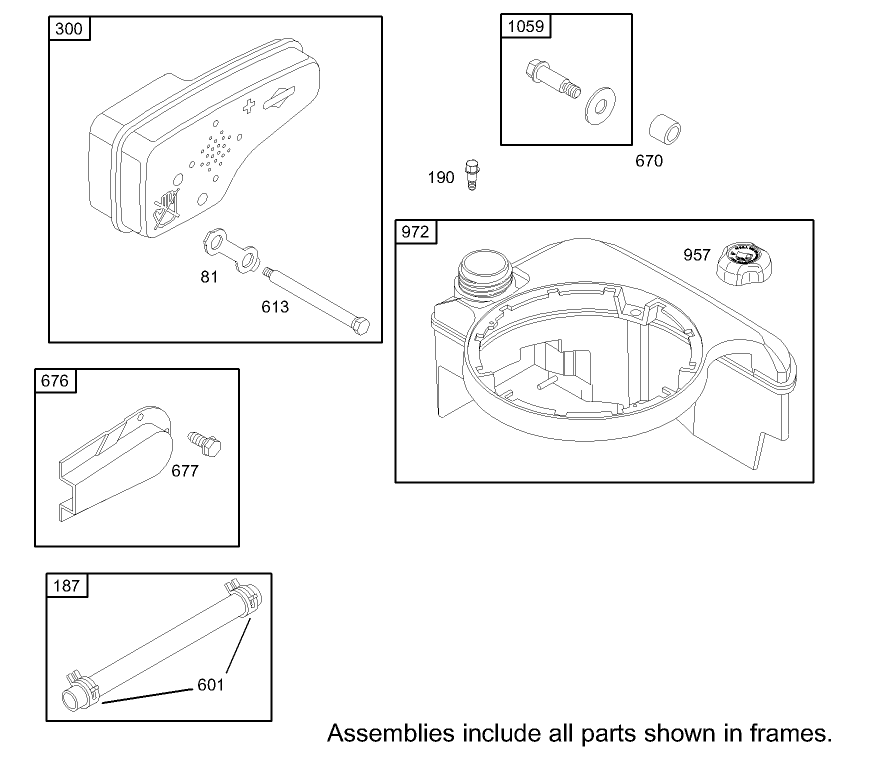 Muffler and Fuel Tank Assembly Briggs and Stratton Model 123K02-0114-E1