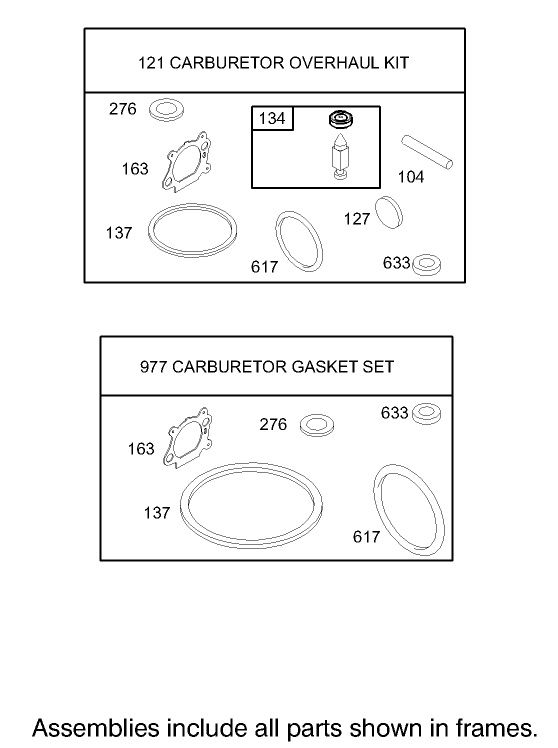 Carburetor Overhaul Kit Assembly Briggs and Stratton Model 123K02-0114-E1